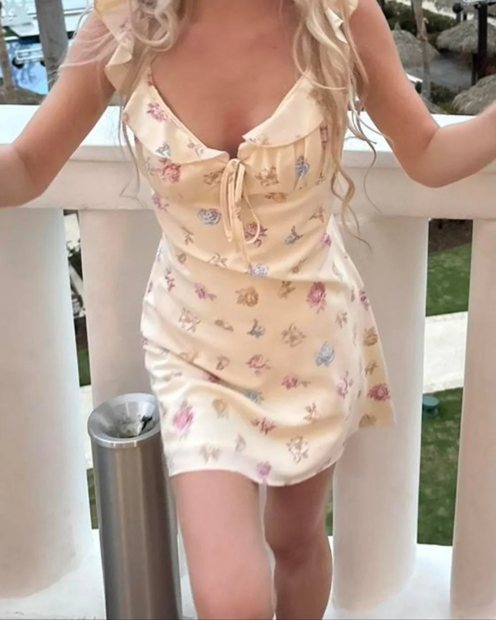 LE LIS Floral Mini Dress  Cottagecore  Coquette Style SIZE L - Picture 10 of 11
